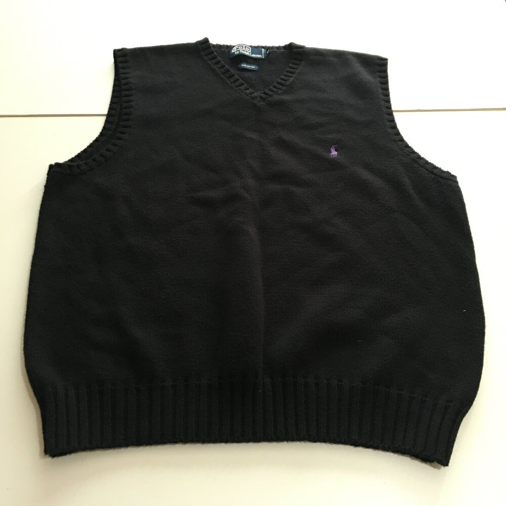 Polo by Ralph Lauren Men's XL Sleeveless V-Neck Sweater Vest Black